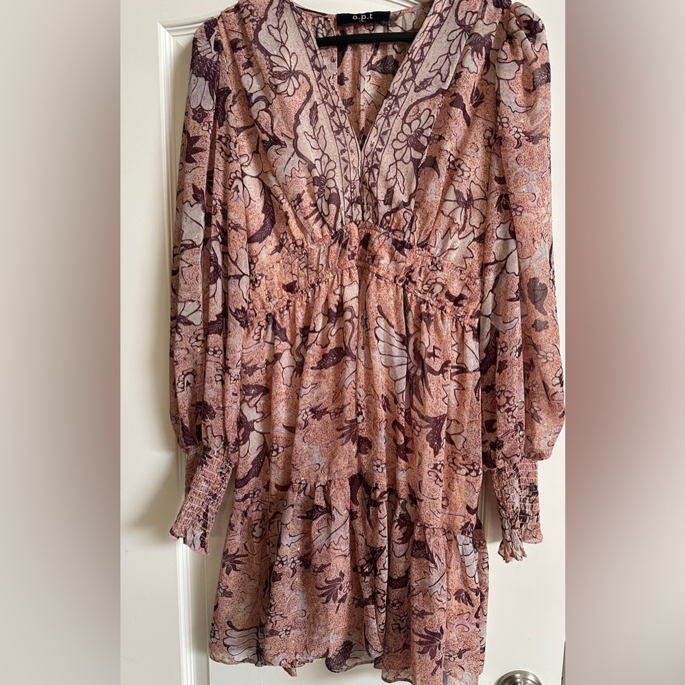 Beautiful blush color never worn OPT dress. Midi,  size medium. Body is lined.